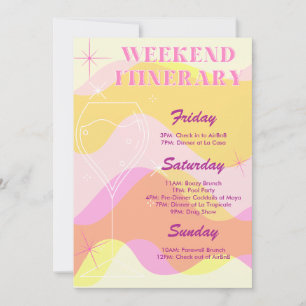 Boozy & Groovy Bachelorette Weekend Itinerary Invitation