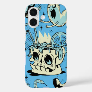 Boozy Skull – Retro Ghost & Potion Halloween iPhone 16 Case