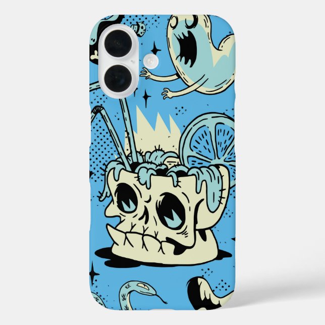 Boozy Skull – Retro Ghost & Potion Halloween Case-Mate iPhone Case (Back)