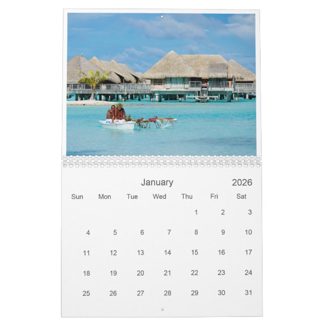 Bora Bora 20XX landscape photography calendar (Jan 2026)