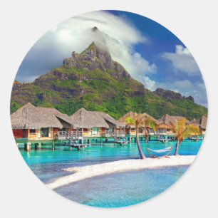 Bora Bora Caribbean Island Classic Round Sticker
