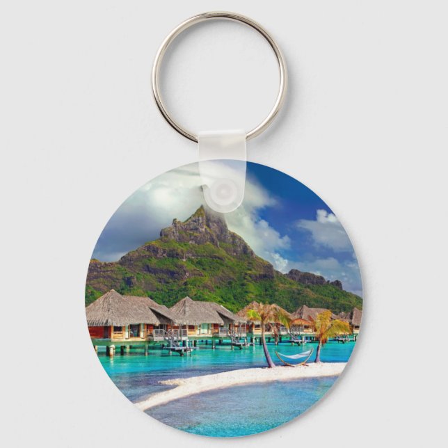 Bora Bora Caribbean Island    Key Ring (Front)