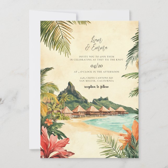 Bora Bora Destination Wedding Invitation (Front)