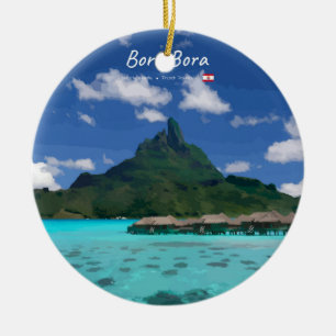 Bora Bora, French Polynesia - Beach Resort Ceramic Ornament
