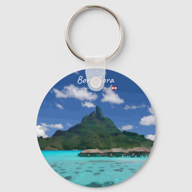 Bora Bora, French Polynesia - Beach Resort Key Ring (Front)