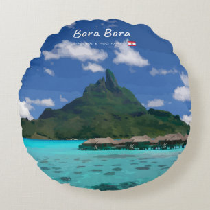 Bora Bora, French Polynesia - Beach Resort Round Cushion
