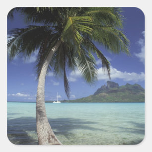 Bora Bora, French Polynesia Mt. Otemanu seen Square Sticker