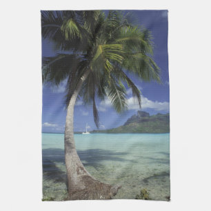 Bora Bora, French Polynesia Mt. Otemanu seen Tea Towel