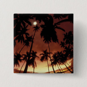 Bora Bora, French Polynesia Sunset shot through 15 Cm Square Badge