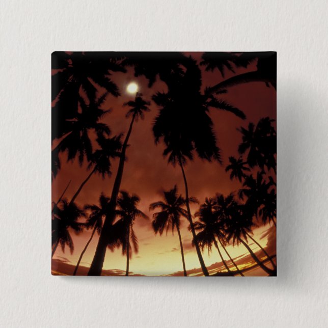 Bora Bora, French Polynesia Sunset shot through 15 Cm Square Badge (Front)