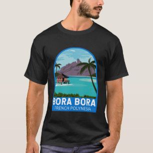 Bora Bora French Polynesia Travel Retro Emblem Vin T-Shirt