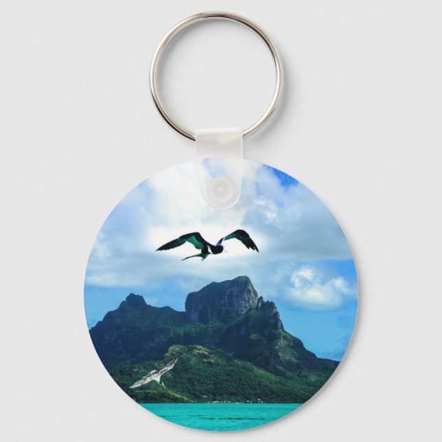 Bora Bora French Polynesia Tropical Bird Sky Key Ring (Front)