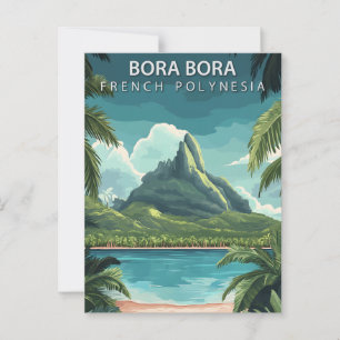 Bora Bora French Polynesia Vintage Travel Postcard