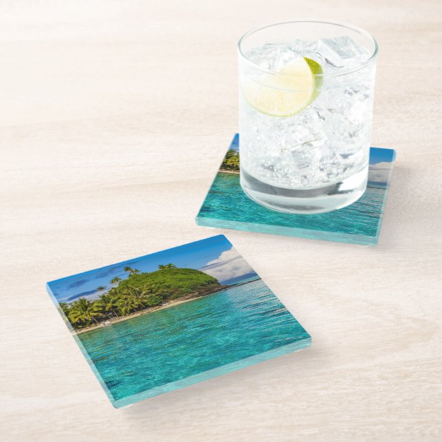 Bora Bora lagoon Glass Coaster (Angled)