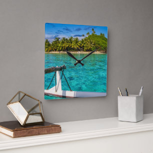 Bora Bora lagoon Square Wall Clock
