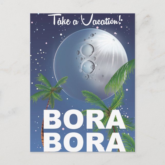 Bora Bora Moon Travel poster Postcard (Front)