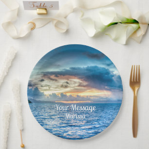 Bora Bora Ocean View Photograph Tissue Paper Plate