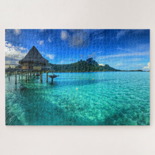 Bora Bora Paradise, Overwater Bungalow Dreams Jigsaw Puzzle