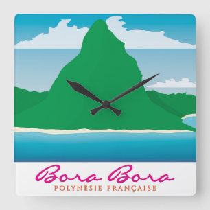 Bora Bora Square Wall Clock