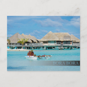 Bora Bora style breakfast service in canoe Postcard