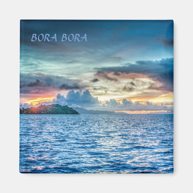 Bora Bora Sunset across the ocean Magnet (Front)