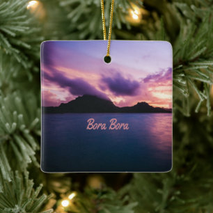 Bora Bora Suset Island Beach Ceramic Ornament