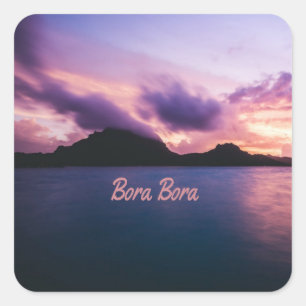 Bora Bora Suset Island Beach Square Sticker