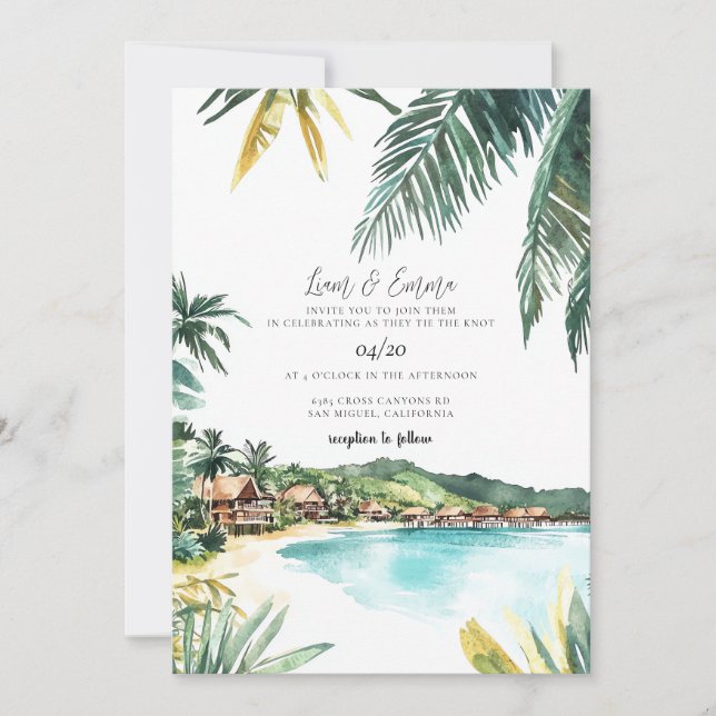 Bora Bora Tahiti Wedding Invitation (Front)