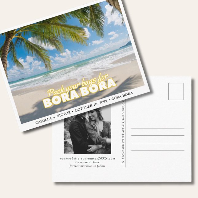 Bora Bora Wedding Island Save the Date Postcard (Bora Bora)