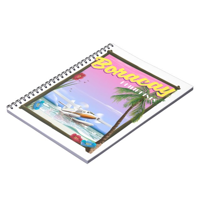 Boracay Philippines beach travel poster Notebook (Left Side)