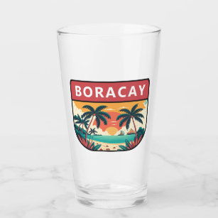 Boracay Philippines Retro Emblem Glass