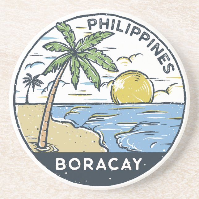 Boracay Philippines Vintage Coaster (Front)
