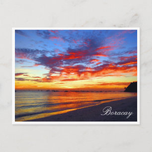 boracay sunset red postcard