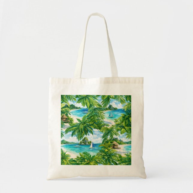 Boracay Tropical Beach Palm Tree Tote Bag (Front)