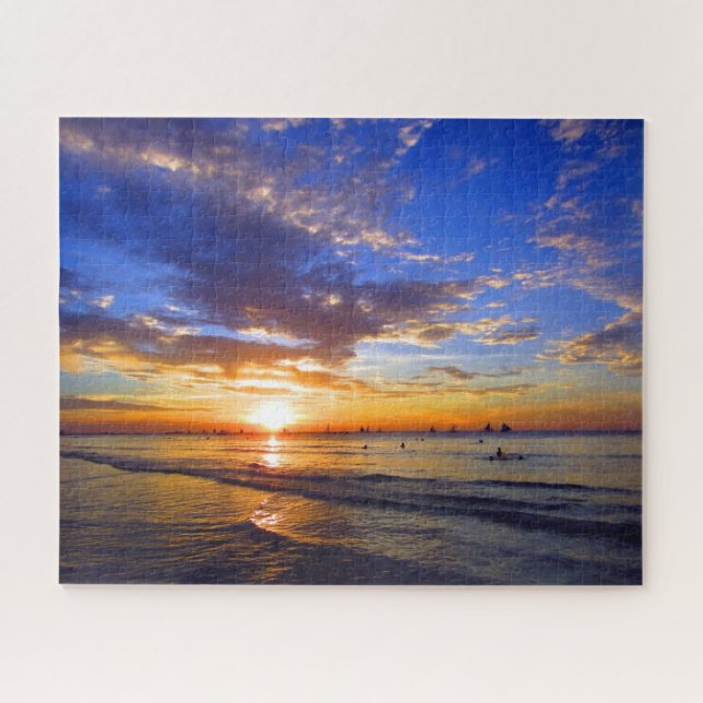 boracay white beach sunset jigsaw puzzle (Horizontal)