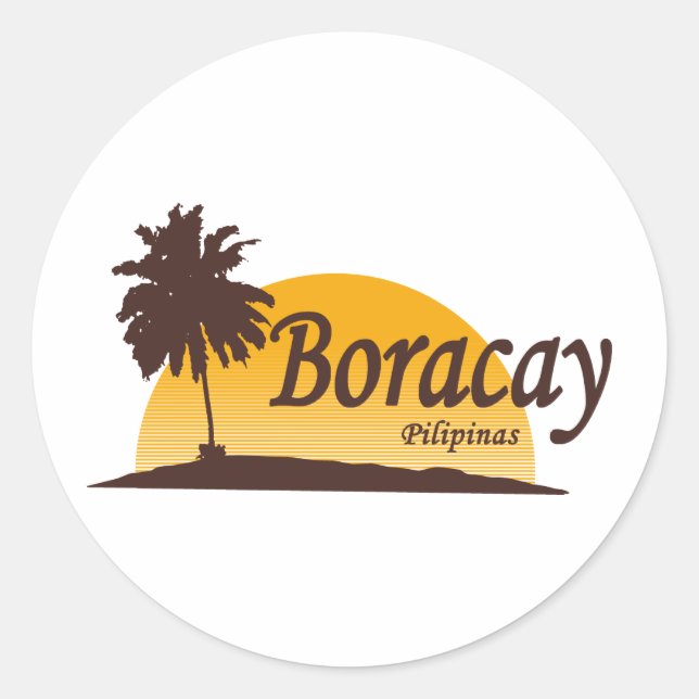 Boracay white classic round sticker (Front)