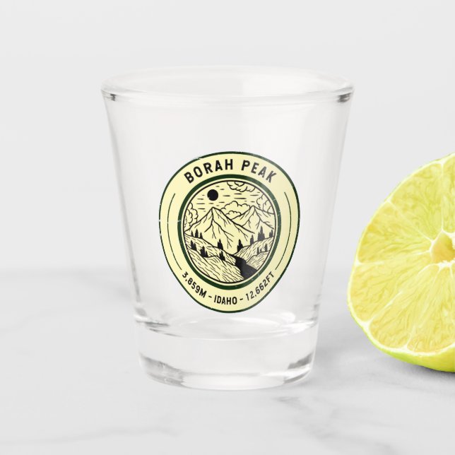 Borah Peak Idaho Hiking Skiing Travel Shot Glass (Front)