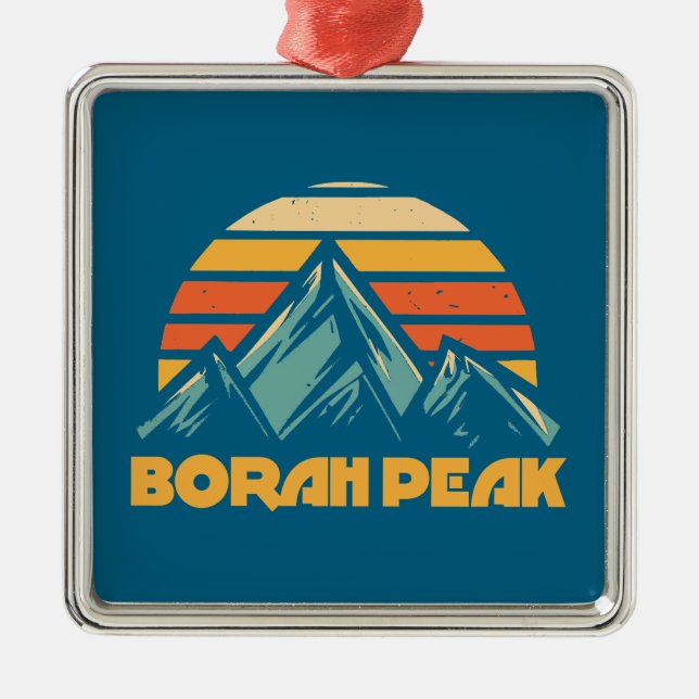 Borah Peak Retro Turquoise Metal Ornament (Front)