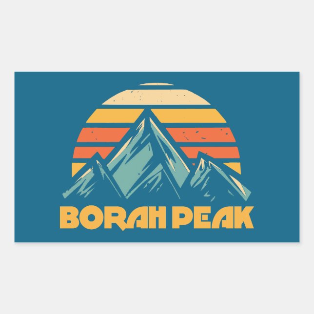 Borah Peak Retro Turquoise Rectangular Sticker (Front)
