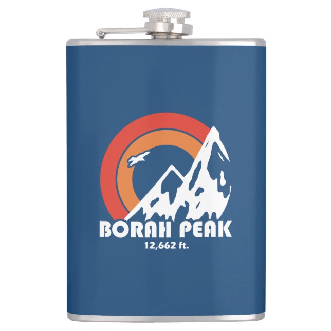 Borah Peak Sun Eagle Hip Flask (Front)