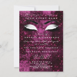 Bordeaux Beetroot Makeup White Glitter 16th Bridal Invitation