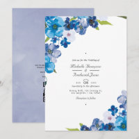 Bordeaux Floral QR Code RSVP Garden Wedding Invita