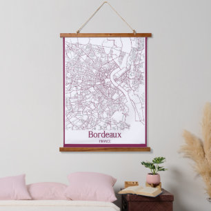 Bordeaux France City Map Hanging Tapestry
