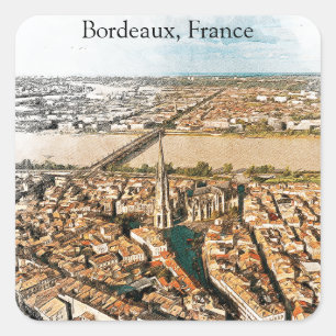 Bordeaux France Panorama View Square Sticker