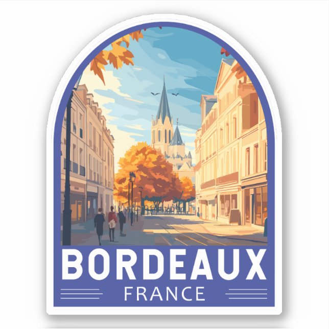 Bordeaux France Travel Art Emblem (Front)