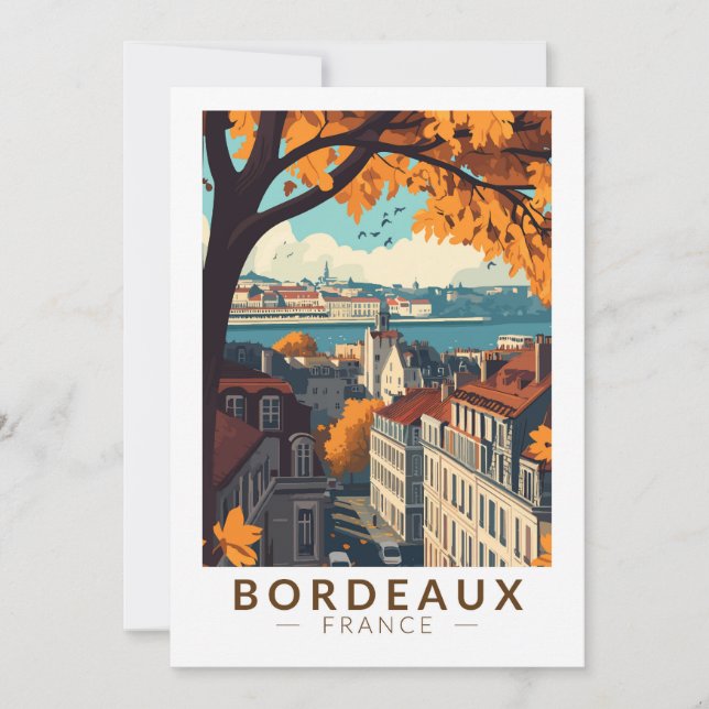 Bordeaux France Travel Art Vintage Invitation (Front)