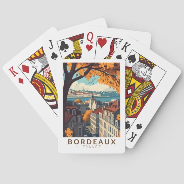Bordeaux France Travel Art Vintage Playing Cards (Back)