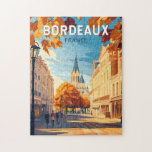 Bordeaux France Vineyard Travel Art Vintage Jigsaw Puzzle<br><div class="desc">Bordeaux retro vector travel design. Bordeaux,  hub of the famed wine-growing region,  is a port city on the Garonne River in southwestern France.</div>