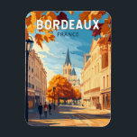 Bordeaux France Vineyard Travel Art Vintage Magnet<br><div class="desc">Bordeaux retro vector travel design. Bordeaux,  hub of the famed wine-growing region,  is a port city on the Garonne River in southwestern France.</div>