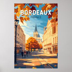 Bordeaux France Vineyard Travel Art Vintage Poster